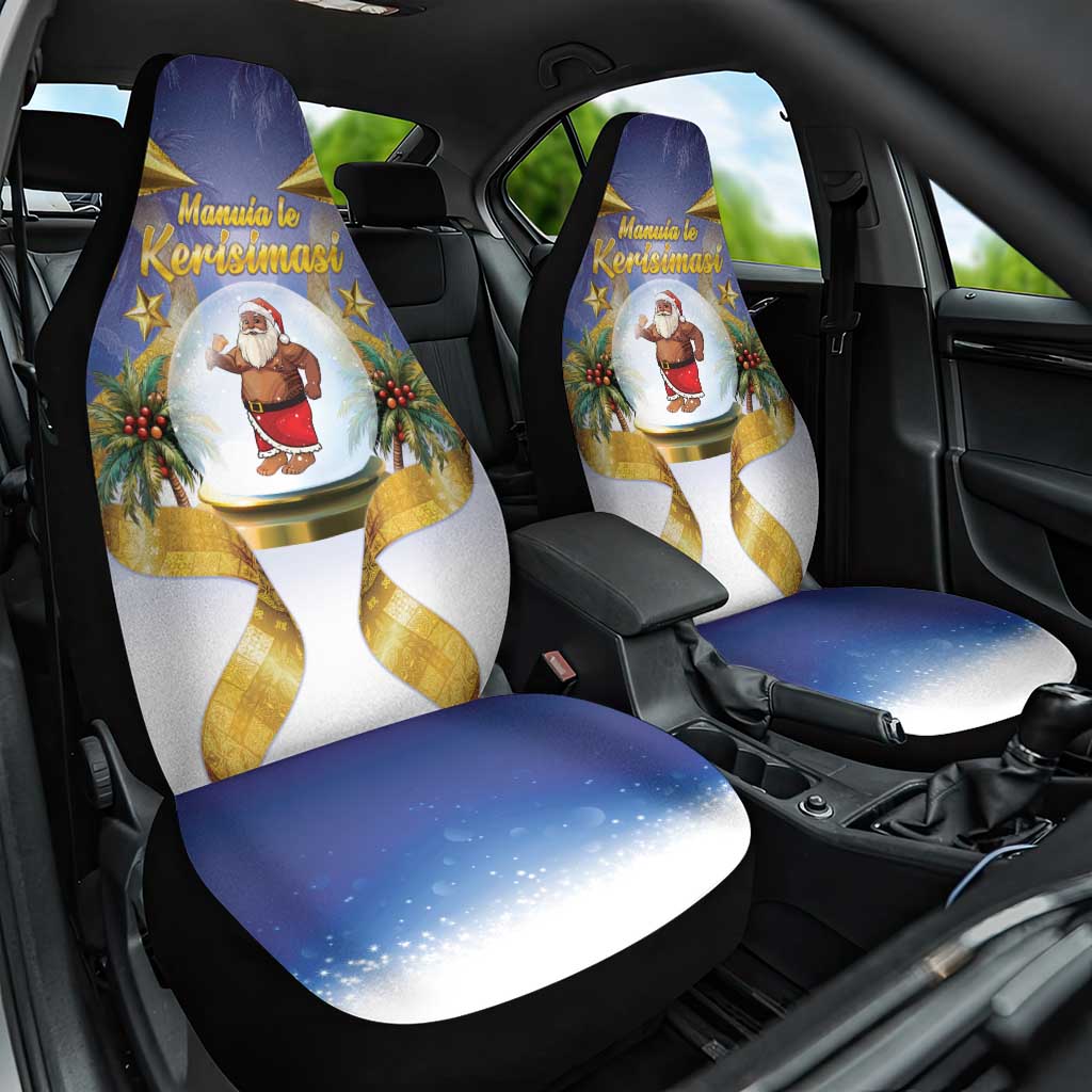 Samoa Christmas Car Seat Cover Snow Globe With Samoan Santa - Polynesian Pride