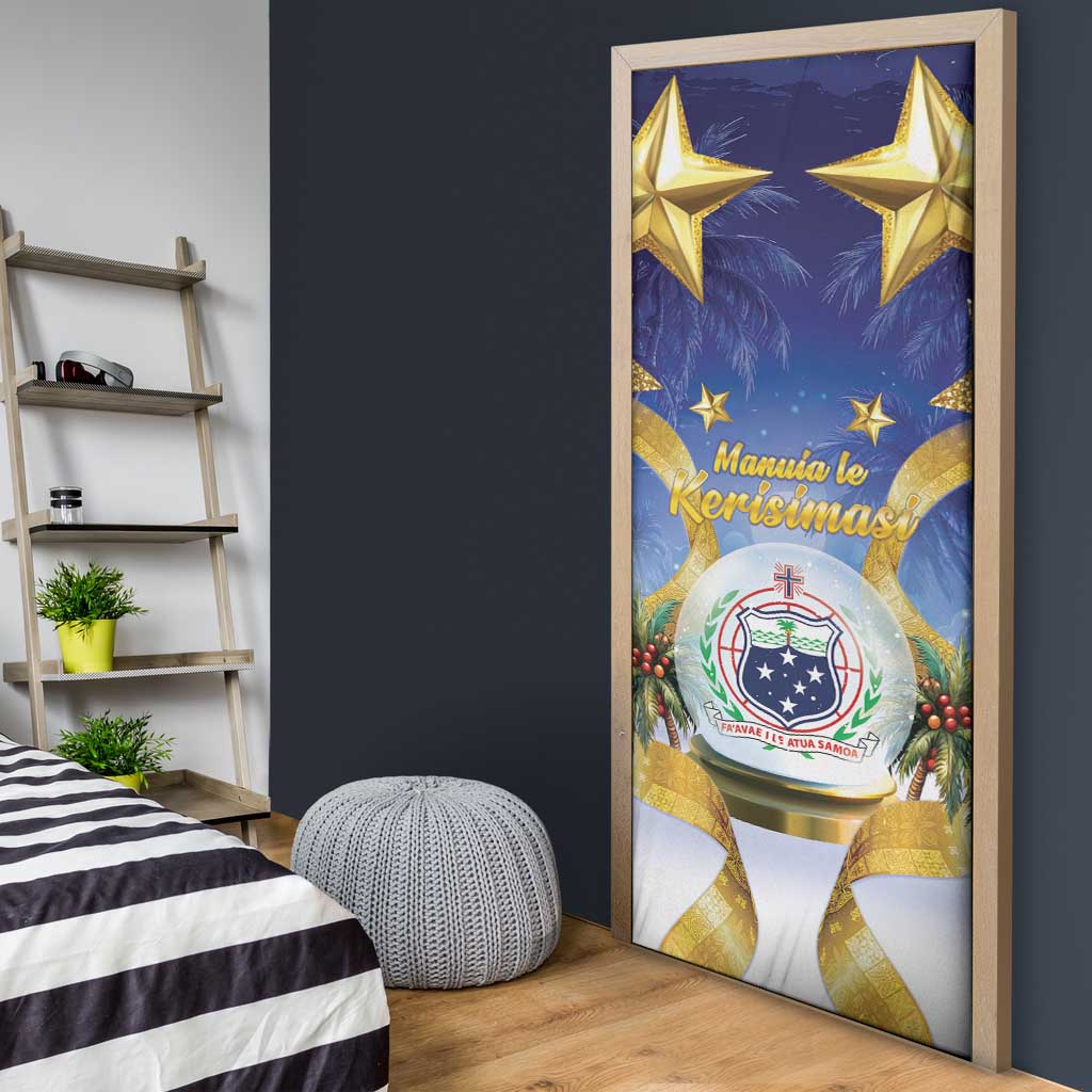 Samoa Christmas Door Cover Snow Globe With Samoan Santa - Polynesian Pride