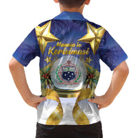 Samoa Christmas Family Matching Off The Shoulder Long Sleeve Dress and Hawaiian Shirt Snow Globe With Samoan Santa - Polynesian Pride