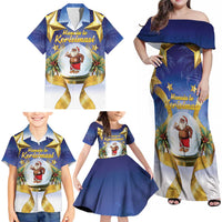 Samoa Christmas Family Matching Off Shoulder Maxi Dress and Hawaiian Shirt Snow Globe With Samoan Santa - Polynesian Pride