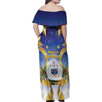 Samoa Christmas Family Matching Off Shoulder Maxi Dress and Hawaiian Shirt Snow Globe With Samoan Santa - Polynesian Pride