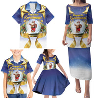 Samoa Christmas Family Matching Puletasi and Hawaiian Shirt Snow Globe With Samoan Santa - Polynesian Pride