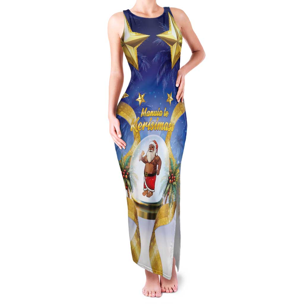 Samoa Christmas Family Matching Tank Maxi Dress and Hawaiian Shirt Snow Globe With Samoan Santa - Polynesian Pride