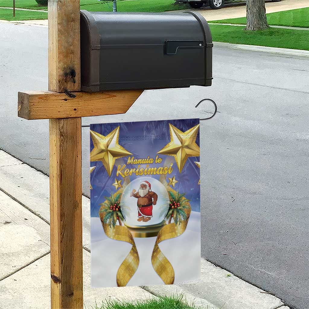 Samoa Christmas Garden Flag Snow Globe With Samoan Santa - Polynesian Pride