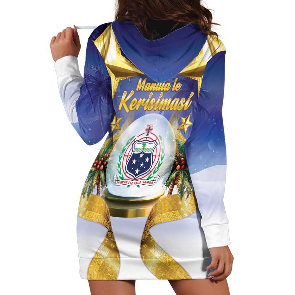Samoa Christmas Hoodie Dress Snow Globe With Samoan Santa - Polynesian Pride