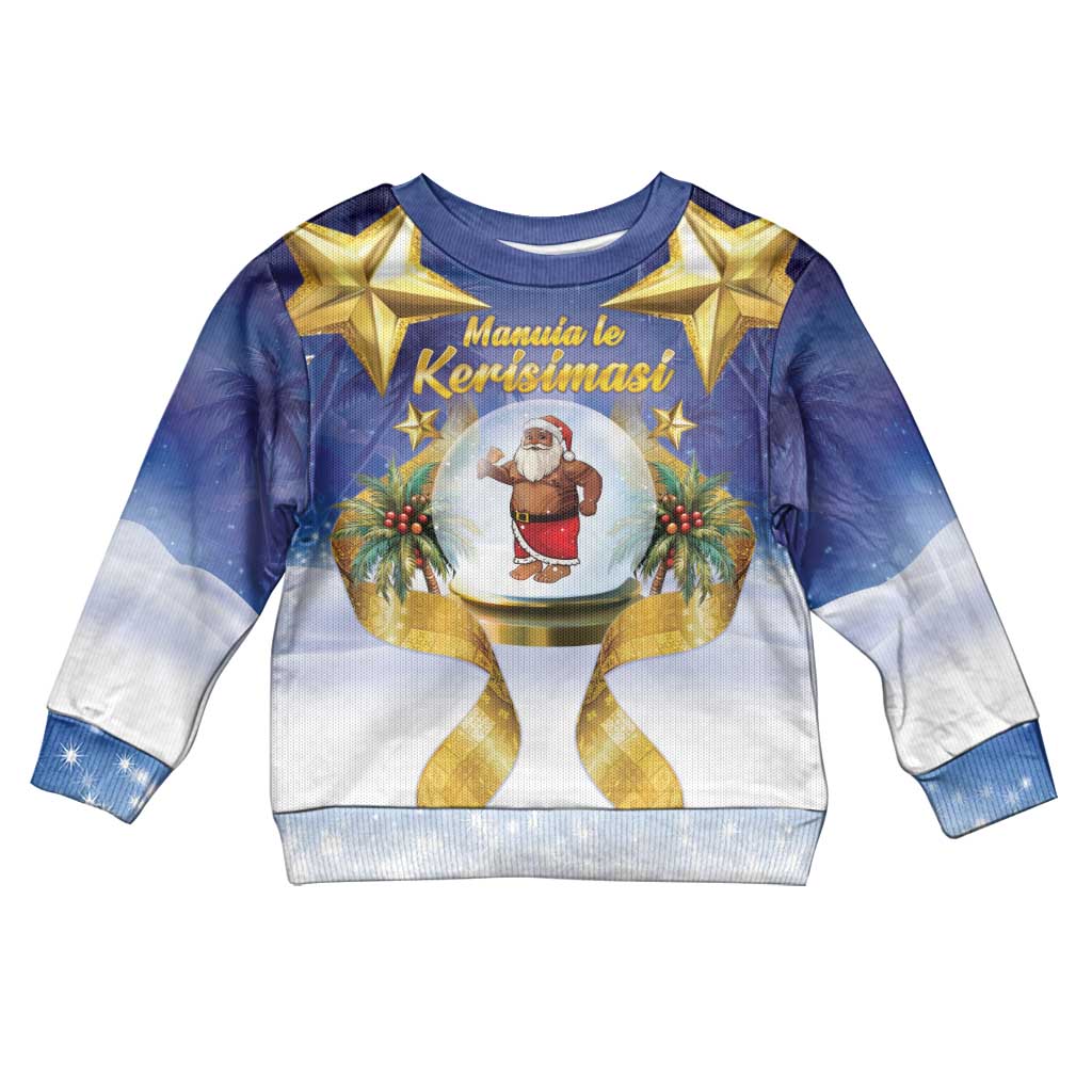 Samoa Christmas Kid Ugly Christmas Sweater Snow Globe With Samoan Santa - Polynesian Pride