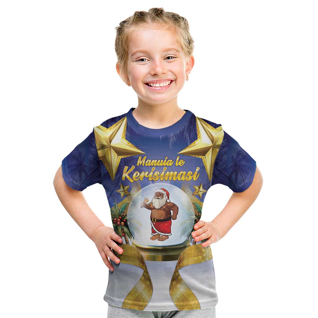 Samoa Christmas Kid T Shirt Snow Globe With Samoan Santa - Polynesian Pride