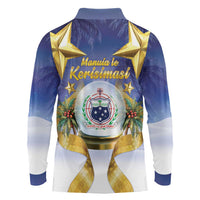 Samoa Christmas Long Sleeve Polo Shirt Snow Globe With Samoan Santa - Polynesian Pride
