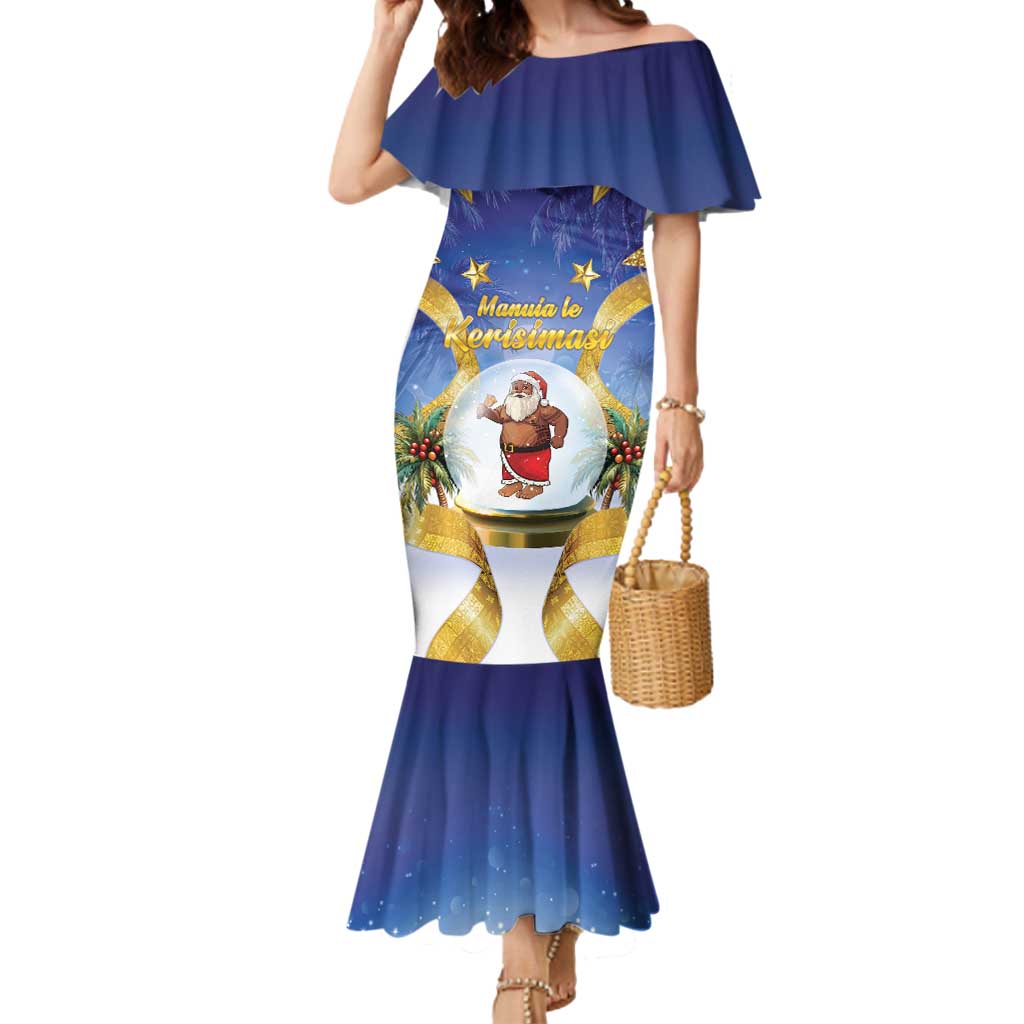 Samoa Christmas Mermaid Dress Snow Globe With Samoan Santa - Polynesian Pride