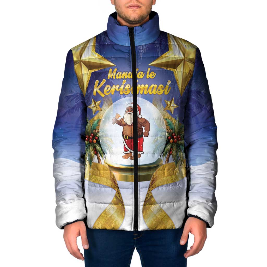 Samoa Christmas Padded Jacket Snow Globe With Samoan Santa - Polynesian Pride