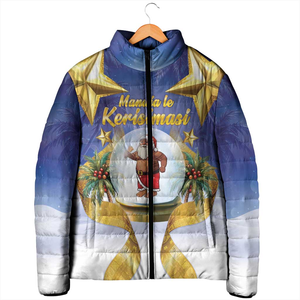 Samoa Christmas Padded Jacket Snow Globe With Samoan Santa - Polynesian Pride