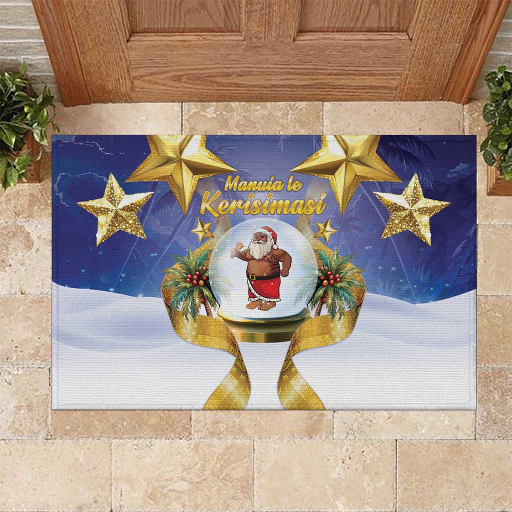 Samoa Christmas Rubber Doormat Snow Globe With Samoan Santa - Polynesian Pride