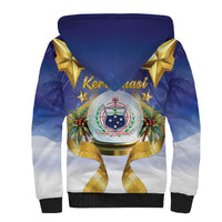 Samoa Christmas Sherpa Hoodie Snow Globe With Samoan Santa - Polynesian Pride