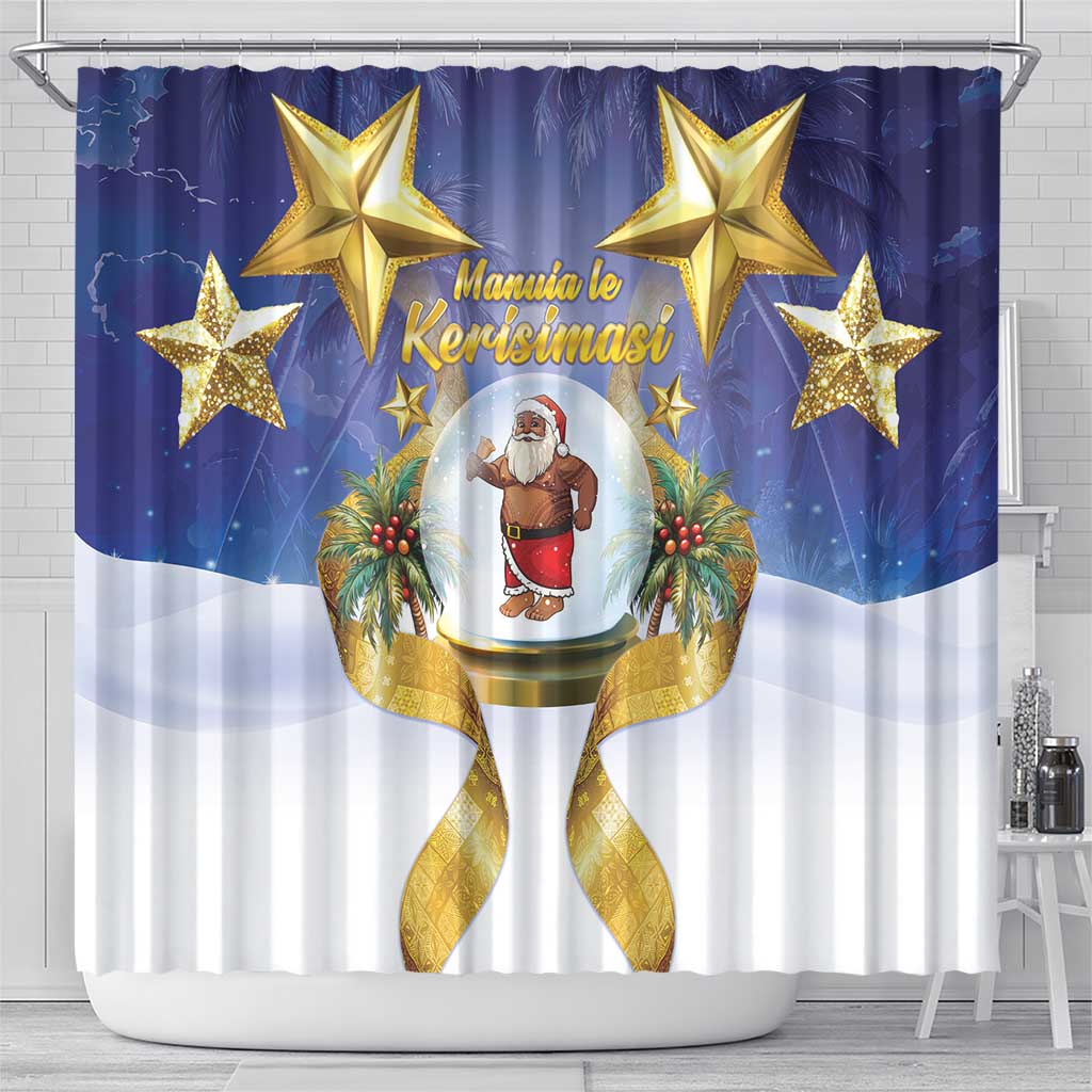 Samoa Christmas Shower Curtain Snow Globe With Samoan Santa - Polynesian Pride