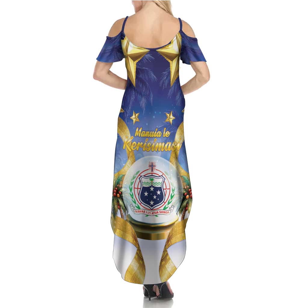 Samoa Christmas Summer Maxi Dress Snow Globe With Samoan Santa - Polynesian Pride