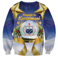 Samoa Christmas Sweatshirt Snow Globe With Samoan Santa - Polynesian Pride