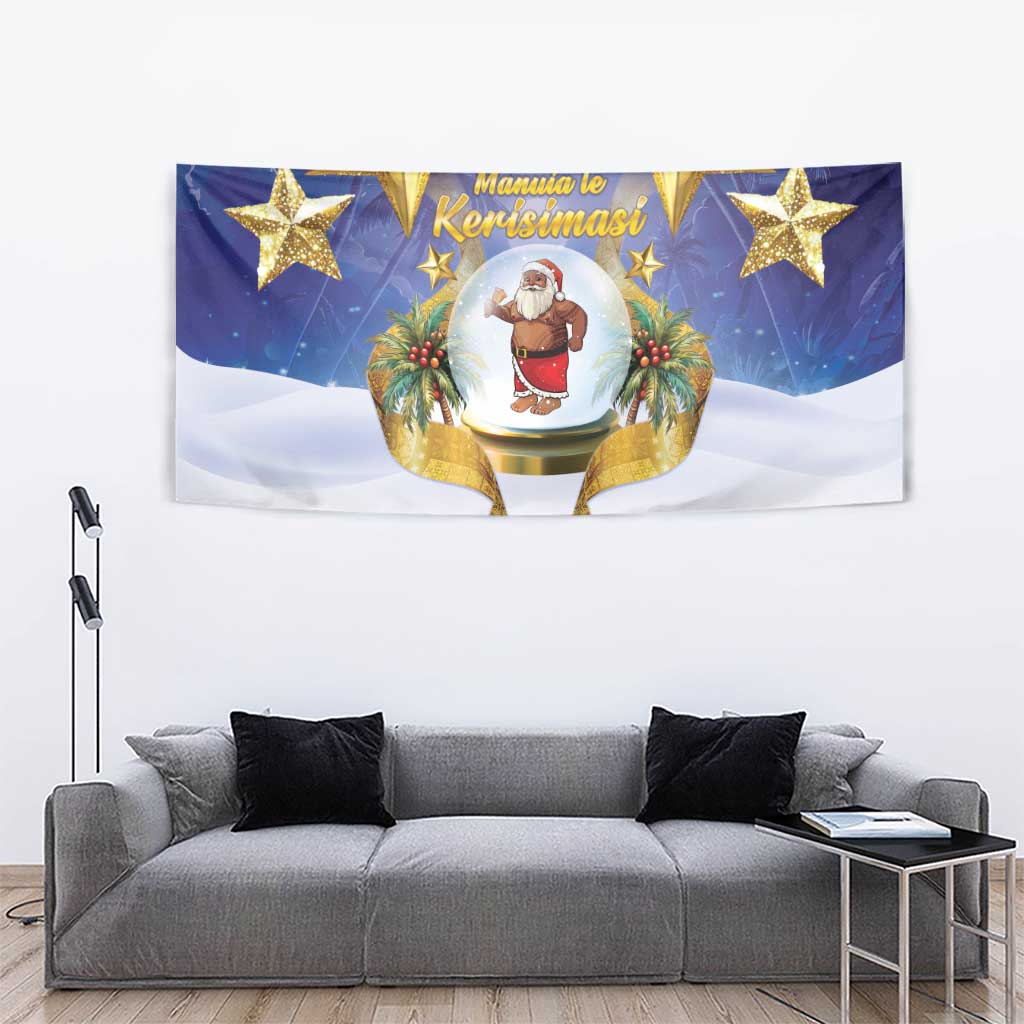 Samoa Christmas Tapestry Snow Globe With Samoan Santa - Polynesian Pride