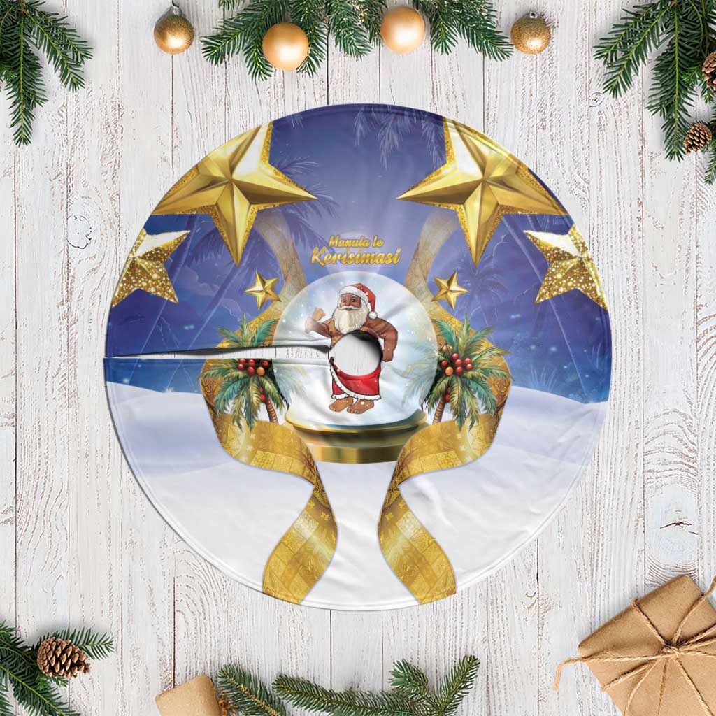 Samoa Christmas Tree Skirt Snow Globe With Samoan Santa - Polynesian Pride