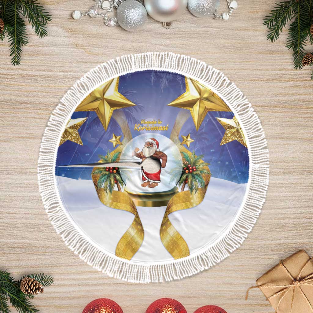 Samoa Christmas Tree Skirt Snow Globe With Samoan Santa - Polynesian Pride