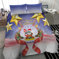 American Samoa Christmas Bedding Set Seashell Santa Beach Vibes - Polynesian Pride