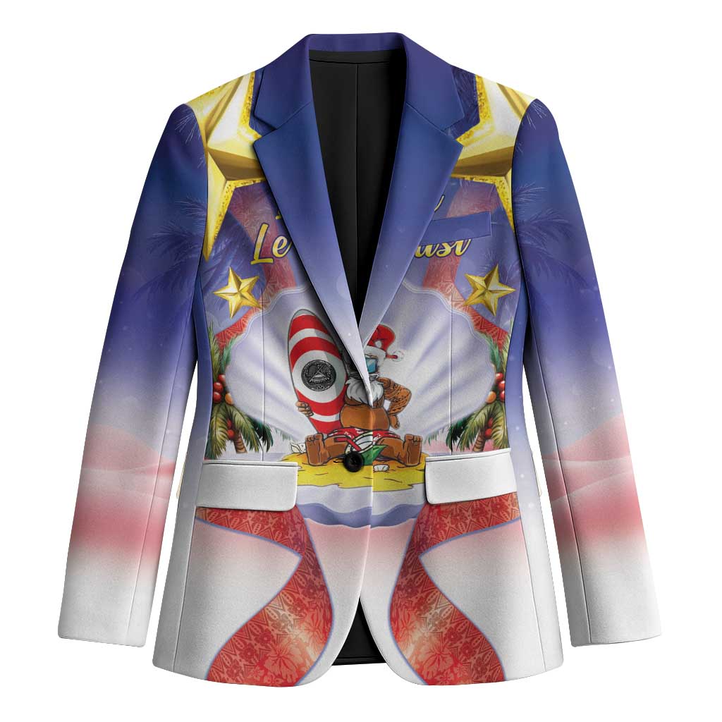 American Samoa Christmas Blazer Seashell Santa Beach Vibes - Polynesian Pride