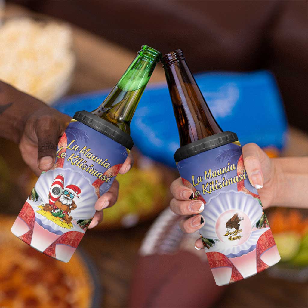 American Samoa Christmas 4 in 1 Can Cooler Tumbler Seashell Santa Beach Vibes - Polynesian Pride