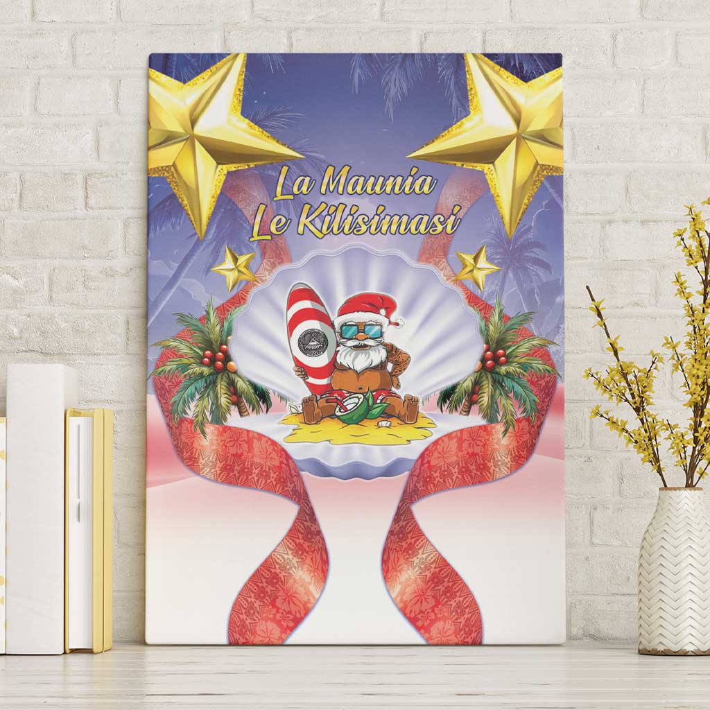 American Samoa Christmas Canvas Wall Art Seashell Santa Beach Vibes - Polynesian Pride