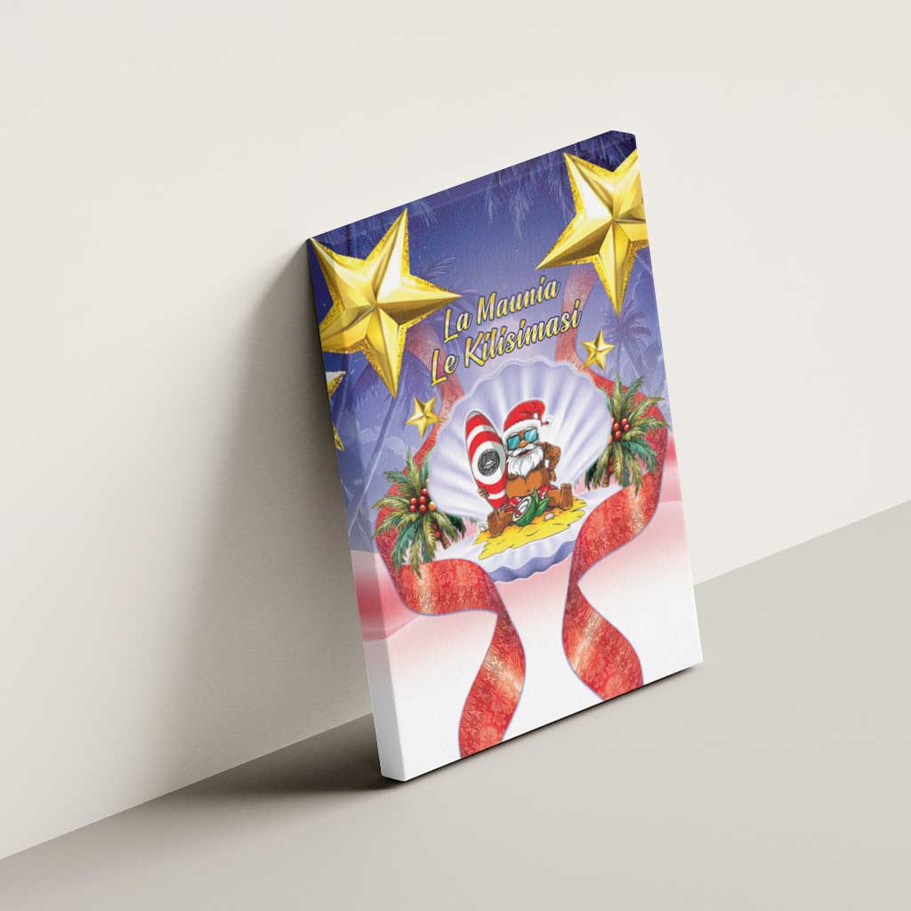 American Samoa Christmas Canvas Wall Art Seashell Santa Beach Vibes - Polynesian Pride