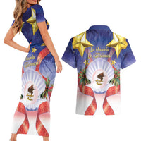 American Samoa Christmas Couples Matching Short Sleeve Bodycon Dress and Hawaiian Shirt Seashell Santa Beach Vibes - Polynesian Pride