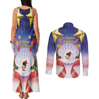 American Samoa Christmas Couples Matching Tank Maxi Dress and Long Sleeve Button Shirt Seashell Santa Beach Vibes - Polynesian Pride