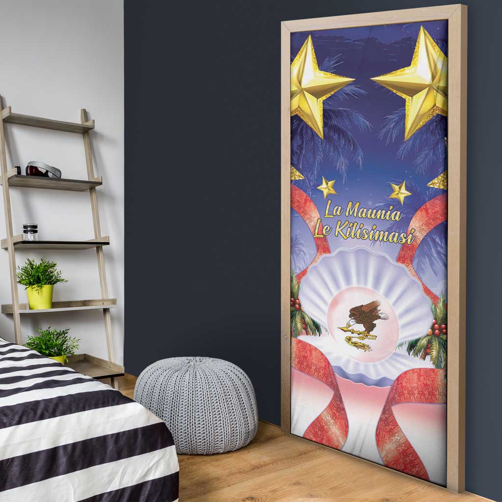 American Samoa Christmas Door Cover Seashell Santa Beach Vibes - Polynesian Pride