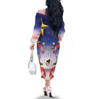 American Samoa Christmas Family Matching Off The Shoulder Long Sleeve Dress and Hawaiian Shirt Seashell Santa Beach Vibes - Polynesian Pride