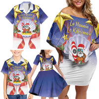 American Samoa Christmas Family Matching Off Shoulder Short Dress and Hawaiian Shirt Seashell Santa Beach Vibes - Polynesian Pride