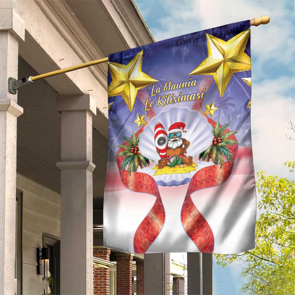 American Samoa Christmas Garden Flag Seashell Santa Beach Vibes - Polynesian Pride