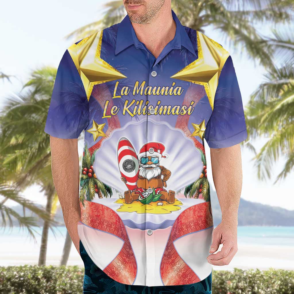 American Samoa Christmas Hawaiian Shirt Seashell Santa Beach Vibes - Polynesian Pride