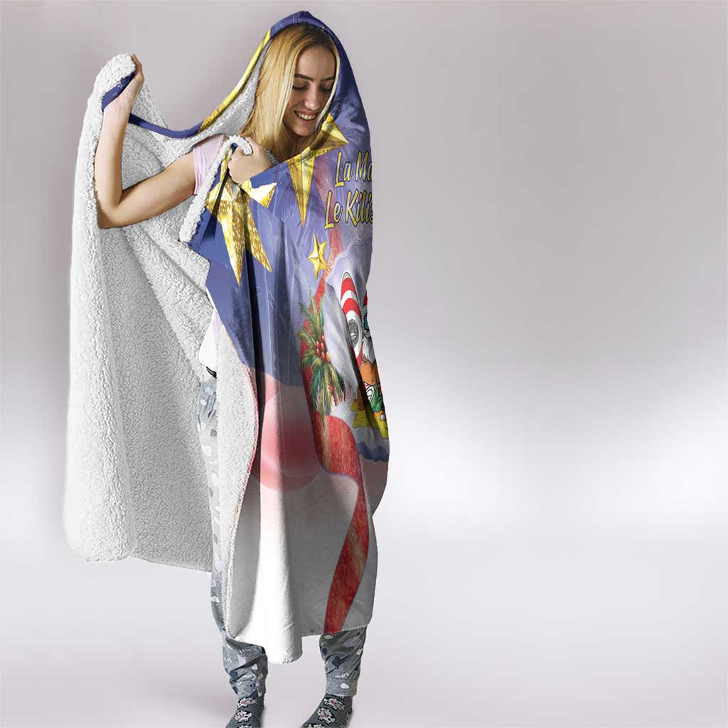 American Samoa Christmas Hooded Blanket Seashell Santa Beach Vibes - Polynesian Pride