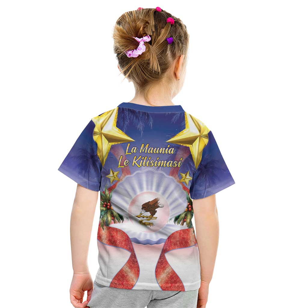 American Samoa Christmas Kid T Shirt Seashell Santa Beach Vibes - Polynesian Pride