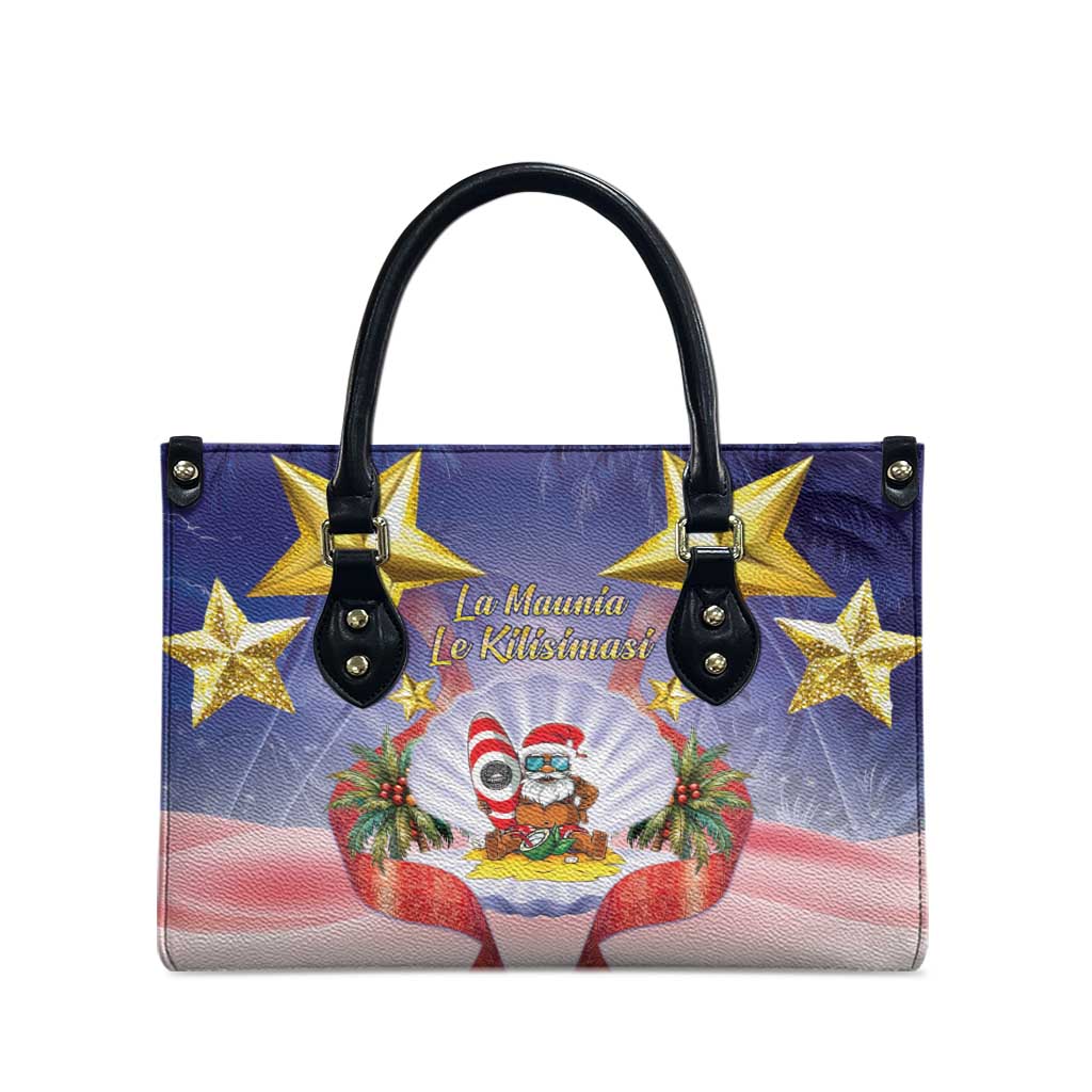 American Samoa Christmas Leather Bag Seashell Santa Beach Vibes - Polynesian Pride