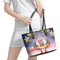 American Samoa Christmas Leather Tote Bag Seashell Santa Beach Vibes - Polynesian Pride
