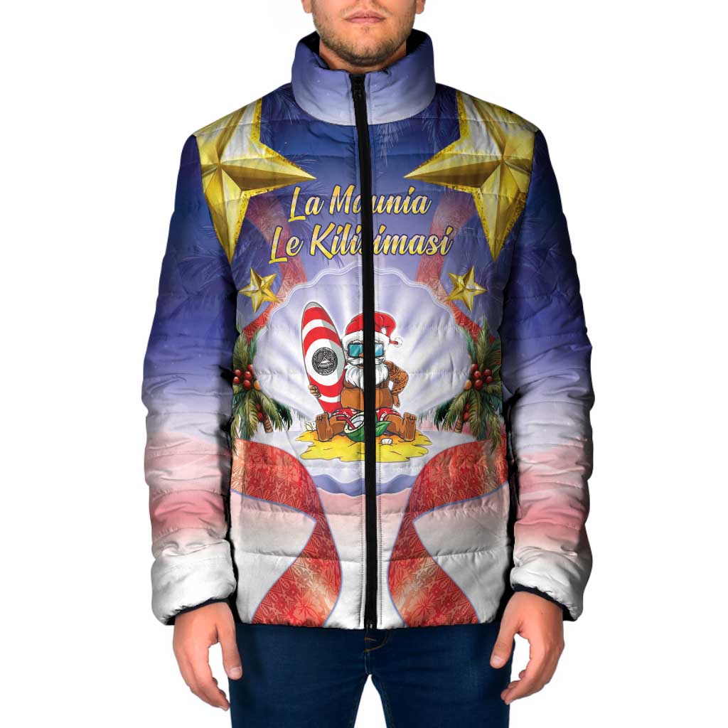 American Samoa Christmas Padded Jacket Seashell Santa Beach Vibes - Polynesian Pride