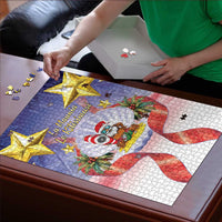 American Samoa Christmas Puzzle Seashell Santa Beach Vibes - Polynesian Pride