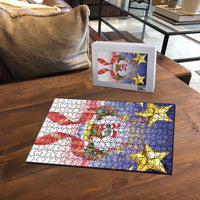 American Samoa Christmas Puzzle Seashell Santa Beach Vibes - Polynesian Pride