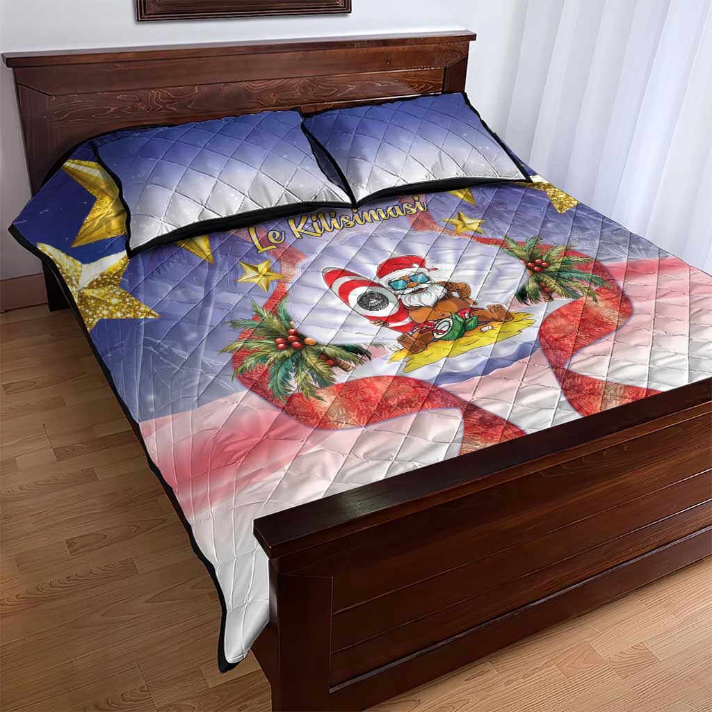 American Samoa Christmas Quilt Bed Set Seashell Santa Beach Vibes - Polynesian Pride
