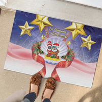 American Samoa Christmas Rubber Doormat Seashell Santa Beach Vibes - Polynesian Pride