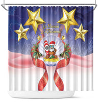 American Samoa Christmas Shower Curtain Seashell Santa Beach Vibes - Polynesian Pride