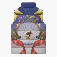 American Samoa Christmas Sleeveless Puffer Jacket Seashell Santa Beach Vibes - Polynesian Pride