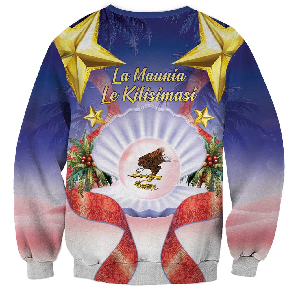 American Samoa Christmas Sweatshirt Seashell Santa Beach Vibes - Polynesian Pride