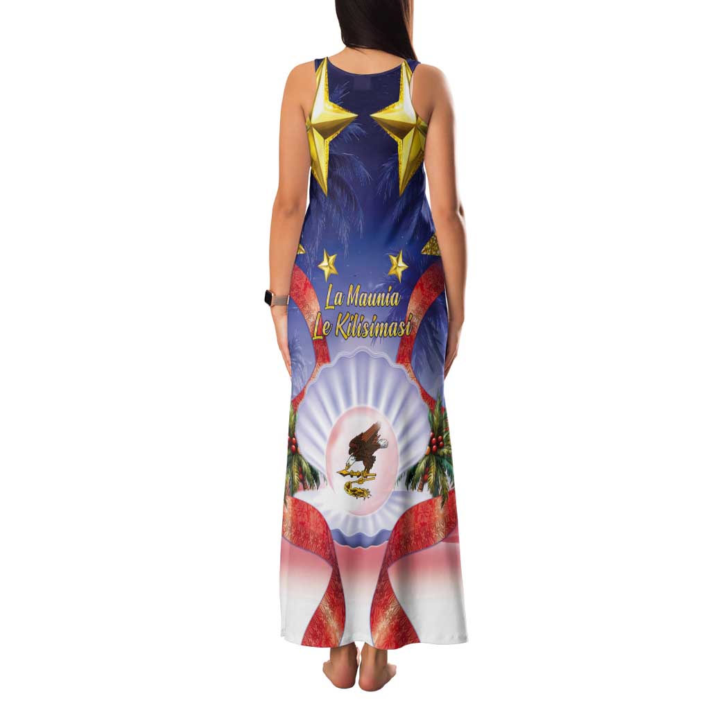 American Samoa Christmas Tank Maxi Dress Seashell Santa Beach Vibes - Polynesian Pride