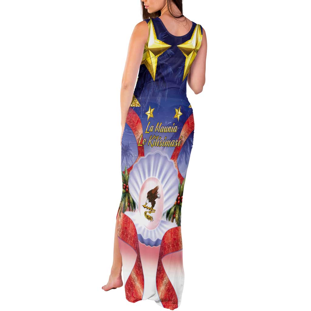 American Samoa Christmas Tank Maxi Dress Seashell Santa Beach Vibes - Polynesian Pride