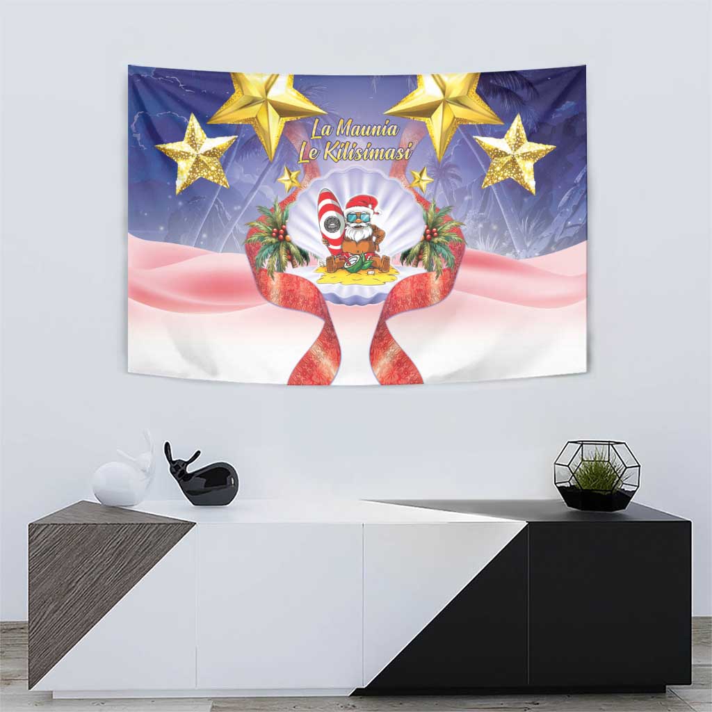 American Samoa Christmas Tapestry Seashell Santa Beach Vibes - Polynesian Pride